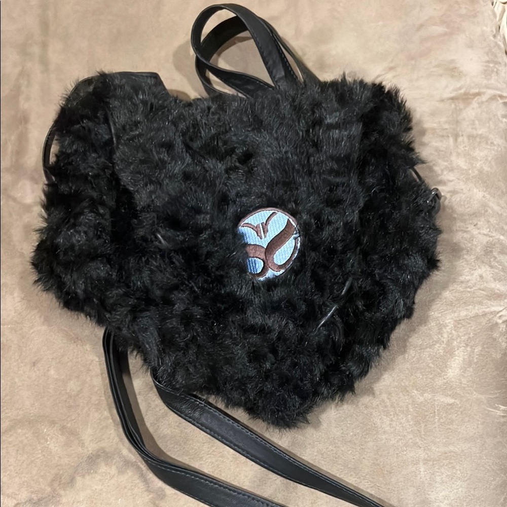Salvage Sacs Black Faux Fur Women's mini Jeffrey Bag
